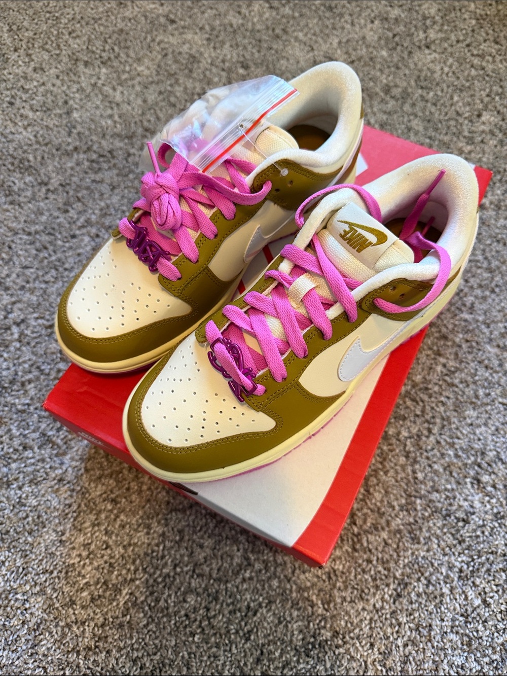 Nike Women’s Low-Top Sneakers in Tan, White & Pink